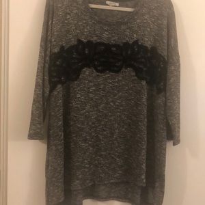 Grey Sweater with Black Design